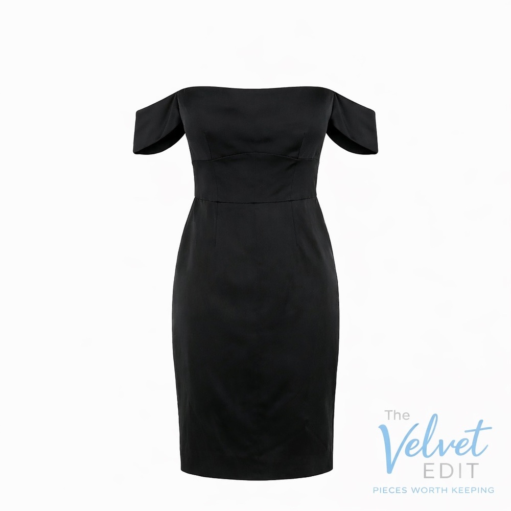 Milly Ari Off-Shoulder Black Cocktail Dress Size 6